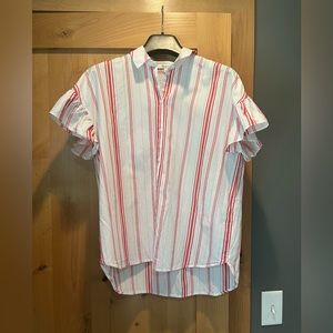 Madewell - ruffled sleeve blouse, size small